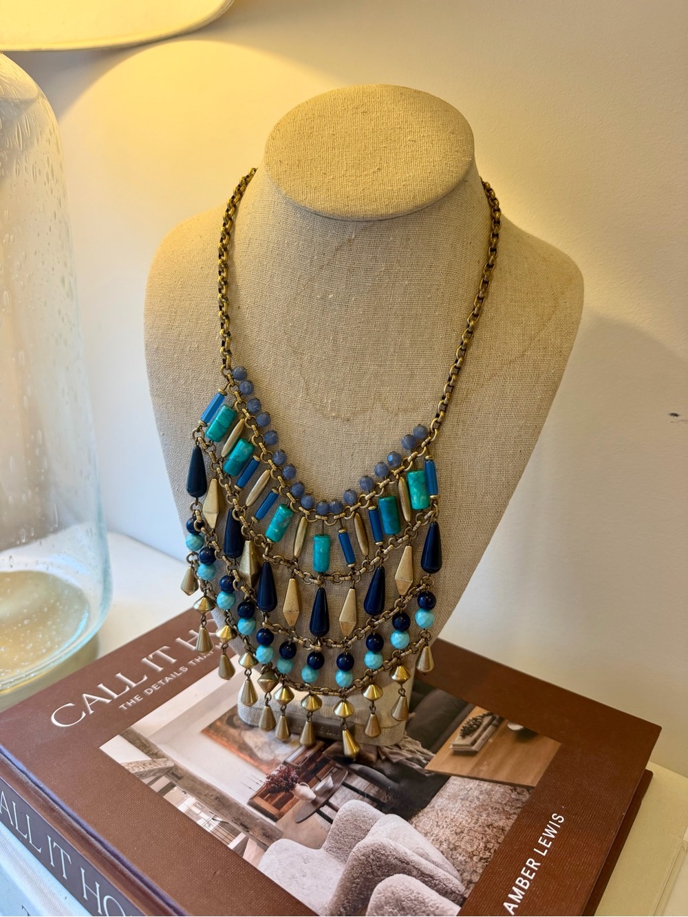 Stella & Dot Statement Multi-Tier Teal and Blue Bib Necklace
